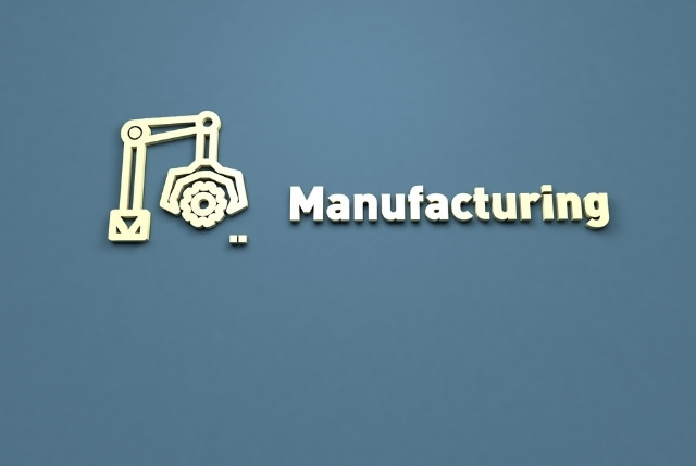 Manufacturingの文字と製造機械のイラスト