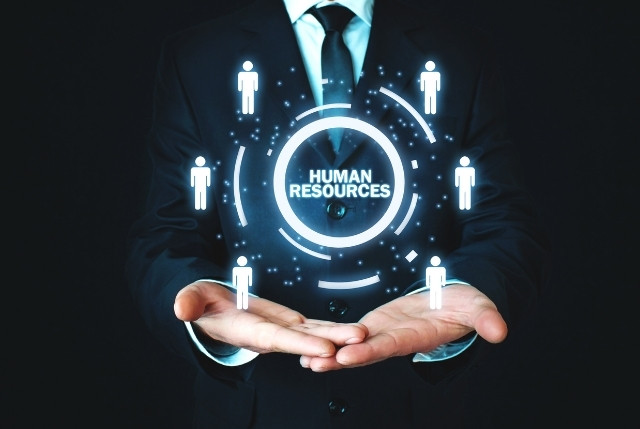 人事や人材管理を象徴する“HUMAN RESOURCES”のデジタルアイコン